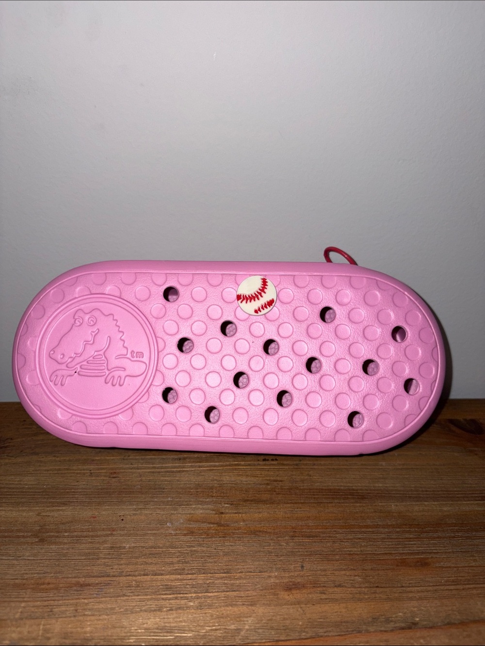 CROCS Pink Zip-Around Pencil Case with Red Accent RARE